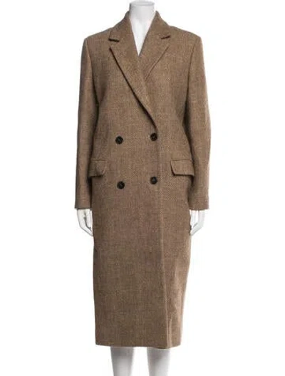 Pre-owned Iro Tweed Pattern Coat In Brown