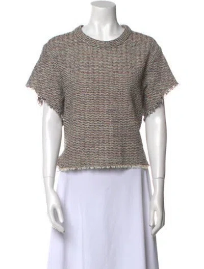 Pre-owned Iro Tweed Pattern Crew Neck Crop Top