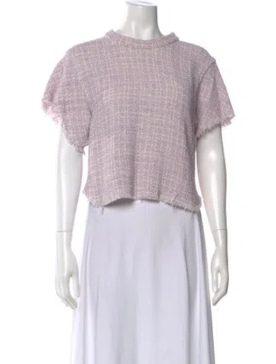 Pre-owned Iro Tweed Pattern Crew Neck Crop Top In Purple