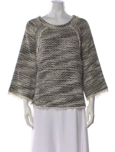 Pre-owned Iro Tweed Pattern Crew Neck Sweater In Black