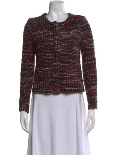 Pre-owned Iro Tweed Pattern Crew Neck Sweater In Red