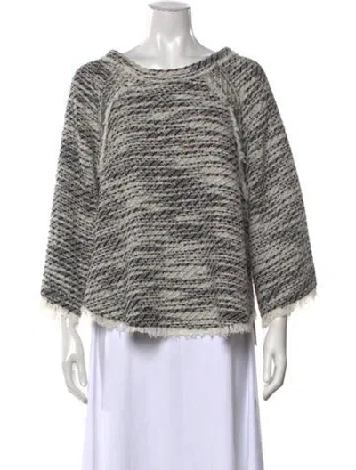 Pre-owned Iro Tweed Pattern Crew Neck Sweater In White
