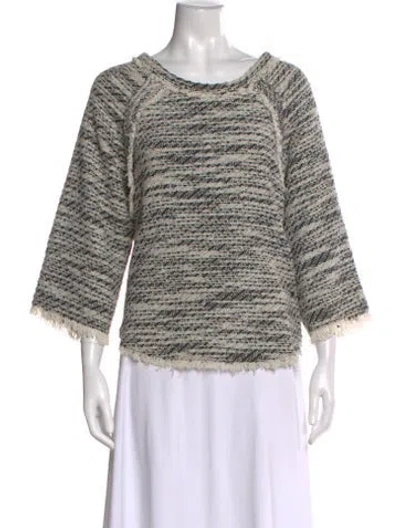 Pre-owned Iro Tweed Pattern Crew Neck Top In Black