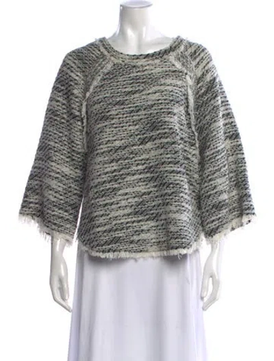 Pre-owned Iro Tweed Pattern Crew Neck Top In Black