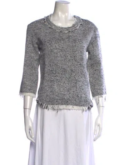 Pre-owned Iro Tweed Pattern Crew Neck Top In Black/white