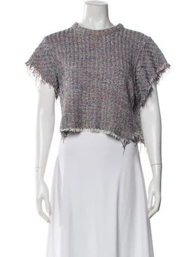 Pre-owned Iro Tweed Pattern Crew Neck Top In Blue