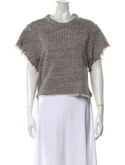 Pre-owned Iro Tweed Pattern Crew Neck Top In Blue