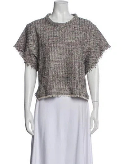 Pre-owned Iro Tweed Pattern Crew Neck Top In Multi