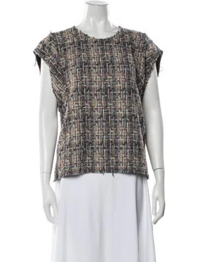 Pre-owned Iro Tweed Pattern Crew Neck Top In Multi
