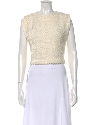 Pre-owned Iro Tweed Pattern Crew Neck Top In Neutral