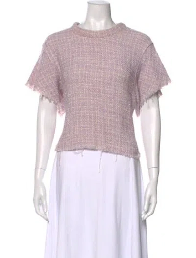 Pre-owned Iro Tweed Pattern Crew Neck Top In Purple
