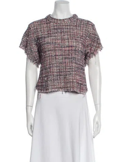 Pre-owned Iro Tweed Pattern Crew Neck Top In Red