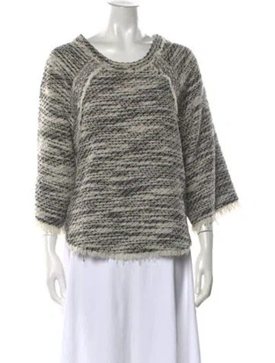 Pre-owned Iro Tweed Pattern Crew Neck Top In White