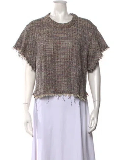 Pre-owned Iro Tweed Pattern Crew Neck Top In White