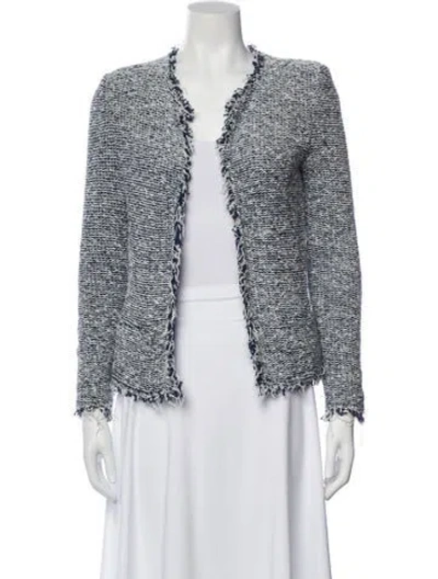 Pre-owned Iro Tweed Pattern Evening Jacket In Blue