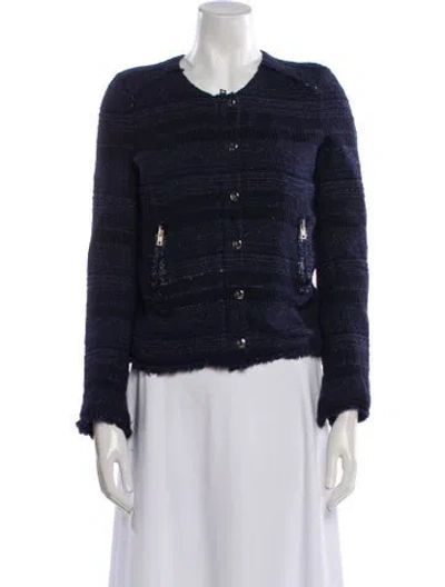 Pre-owned Iro Tweed Pattern Evening Jacket In Blue