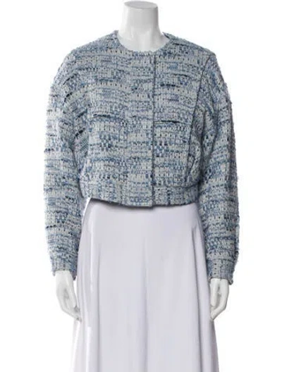 Pre-owned Iro Tweed Pattern Evening Jacket In Blue