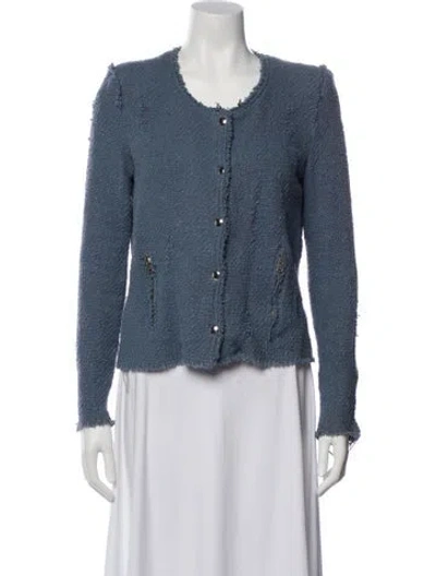 Pre-owned Iro Tweed Pattern Evening Jacket In Blue