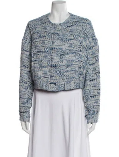 Pre-owned Iro Tweed Pattern Evening Jacket In Blue