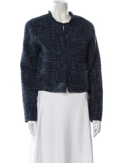 Pre-owned Iro Tweed Pattern Evening Jacket In Blue