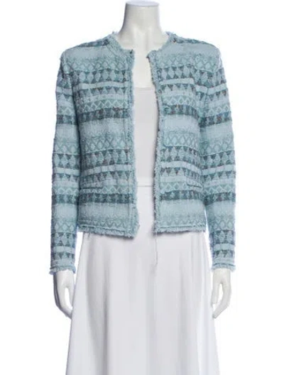 Pre-owned Iro Tweed Pattern Evening Jacket In Blue