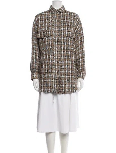 Pre-owned Iro Tweed Pattern Evening Jacket In Brown