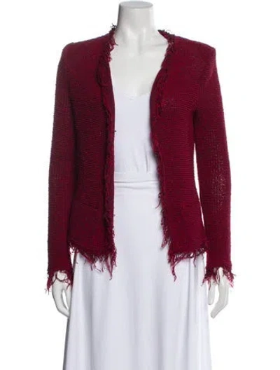 Pre-owned Iro Tweed Pattern Evening Jacket In Burgundy