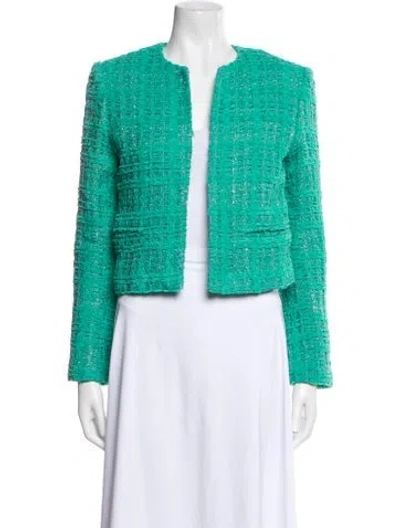 Pre-owned Iro Tweed Pattern Evening Jacket In Green