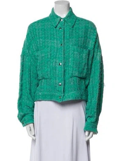Pre-owned Iro Tweed Pattern Evening Jacket In Green