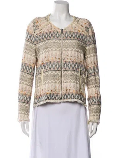 Pre-owned Iro Tweed Pattern Evening Jacket In Neutral