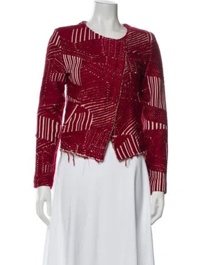 Pre-owned Iro Tweed Pattern Evening Jacket In Red