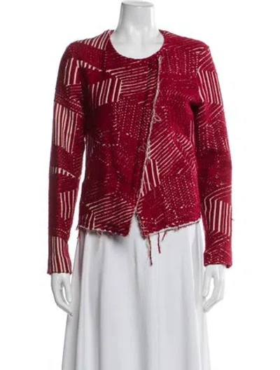 Pre-owned Iro Tweed Pattern Evening Jacket In Red
