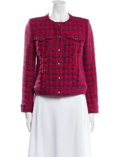 Pre-owned Iro Tweed Pattern Evening Jacket In Red