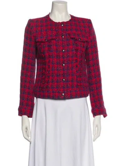 Pre-owned Iro Tweed Pattern Evening Jacket In Red