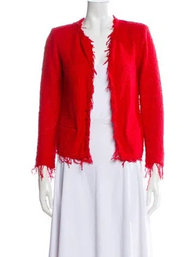 Pre-owned Iro Tweed Pattern Evening Jacket In Red