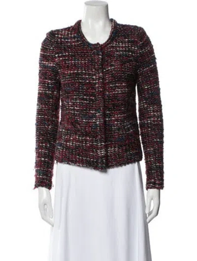 Pre-owned Iro Tweed Pattern Evening Jacket In Red