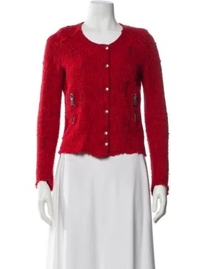 Pre-owned Iro Tweed Pattern Evening Jacket In Red