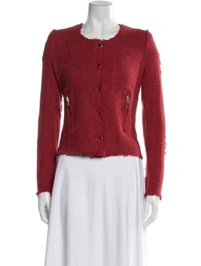 Pre-owned Iro Tweed Pattern Evening Jacket In Red