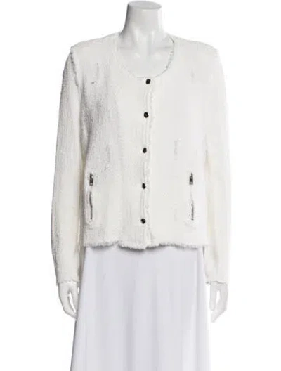 Pre-owned Iro Tweed Pattern Evening Jacket In White