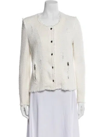 Pre-owned Iro Tweed Pattern Evening Jacket In White