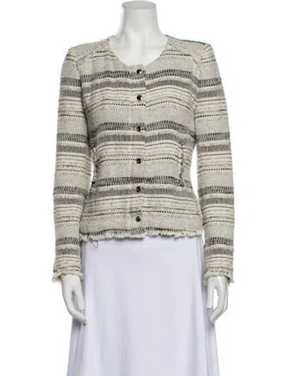 Pre-owned Iro Tweed Pattern Evening Jacket In White