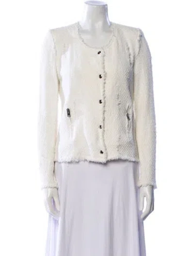 Pre-owned Iro Tweed Pattern Evening Jacket In White