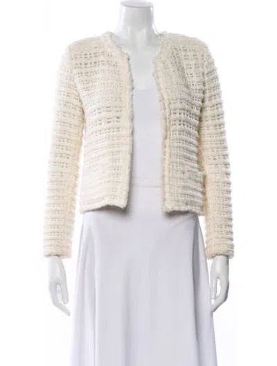 Pre-owned Iro Tweed Pattern Evening Jacket In White