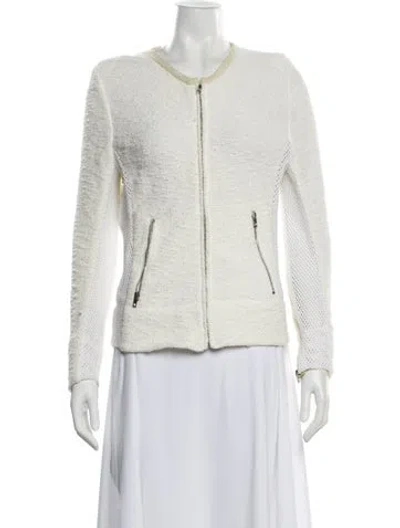 Pre-owned Iro Tweed Pattern Evening Jacket In White