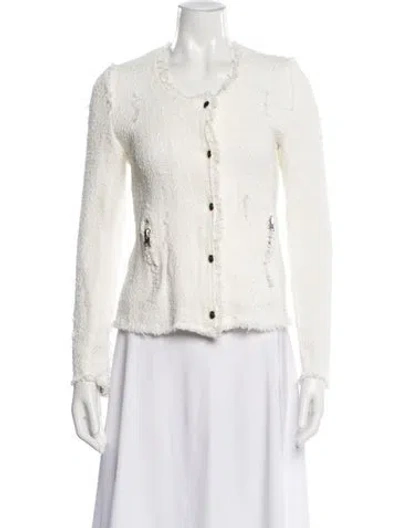 Pre-owned Iro Tweed Pattern Evening Jacket In White