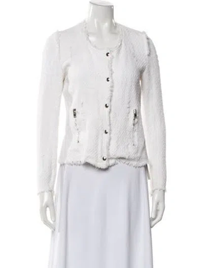 Pre-owned Iro Tweed Pattern Evening Jacket In White