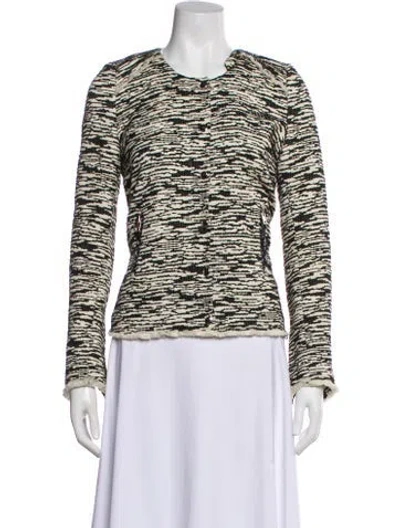 Pre-owned Iro Tweed Pattern Evening Jacket In White