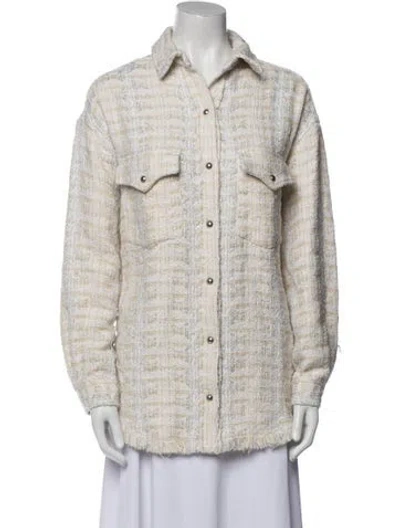 Pre-owned Iro Tweed Pattern Faux Fur Jacket