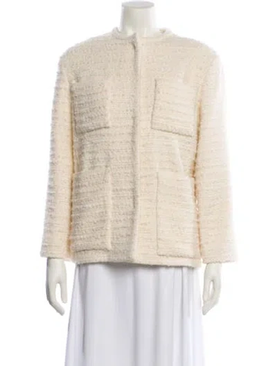 Pre-owned Iro Tweed Pattern Faux Fur Jacket In Neutrals