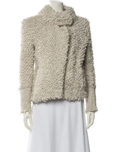 Pre-owned Iro Tweed Pattern Fur Jacket In Neutrals